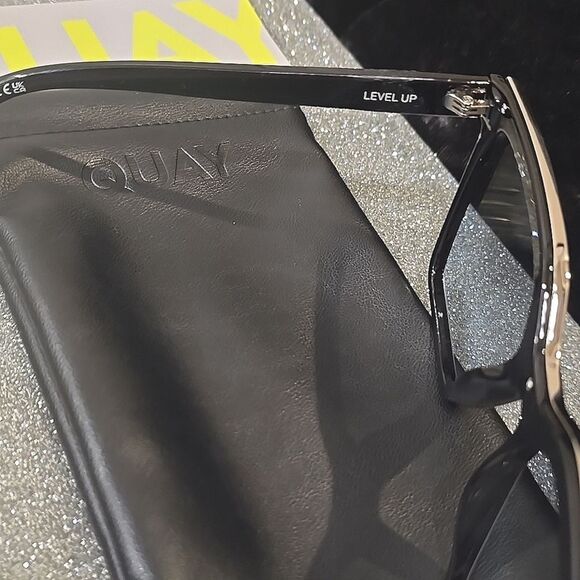 Quay Australia Level Up Sunglasses- Black/Silver Turquoise Flash - Picture 10 of 12